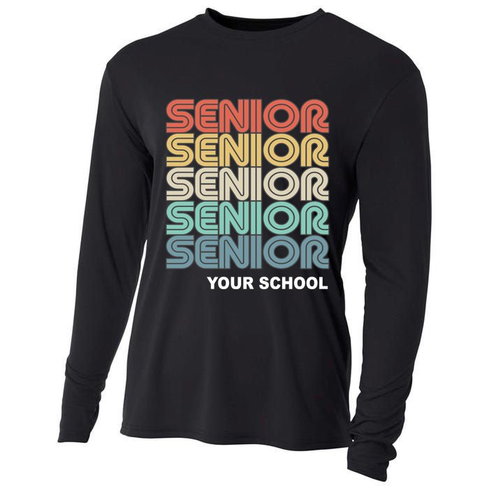 Retro Seniors Graduation Custom School Name Cooling Performance Long Sleeve Crew