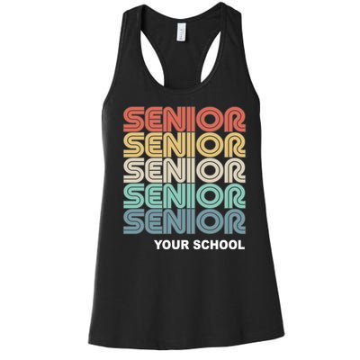 Retro Seniors Graduation Custom School Name Women's Racerback Tank