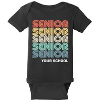 Retro Seniors Graduation Custom School Name Baby Bodysuit