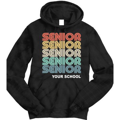 Retro Seniors Graduation Custom School Name Tie Dye Hoodie