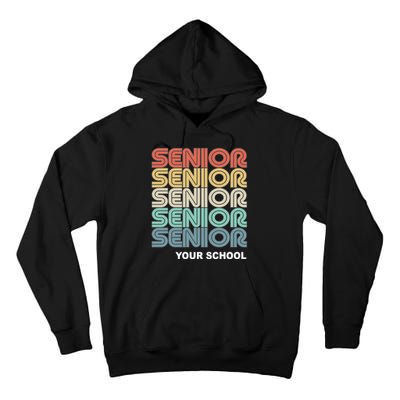 Retro Seniors Graduation Custom School Name Tall Hoodie