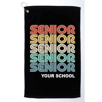 Retro Seniors Graduation Custom School Name Platinum Collection Golf Towel