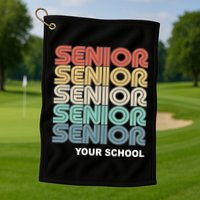 Retro Seniors Graduation Custom School Name Golf Towel