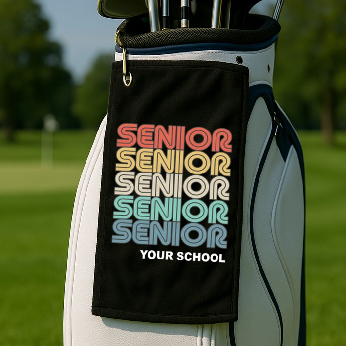 Retro Seniors Graduation Custom School Name Golf Towel