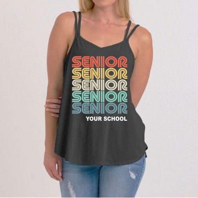 Retro Seniors Graduation Custom School Name Women's Strappy Tank