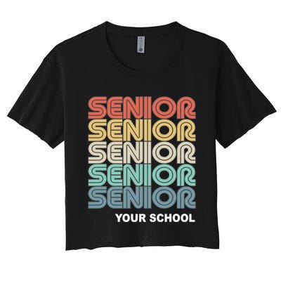 Retro Seniors Graduation Custom School Name Crop Top