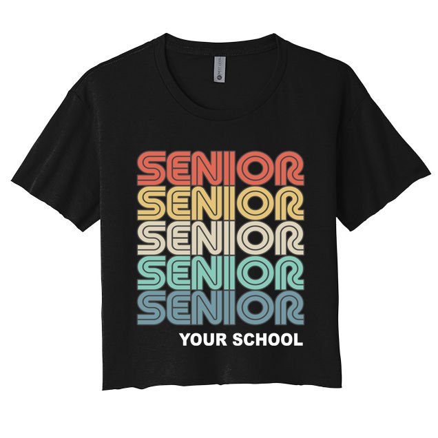 Retro Seniors Graduation Custom School Name Crop Top
