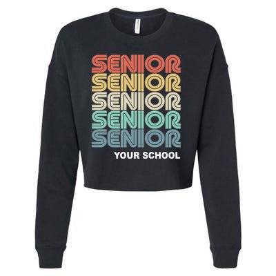 Retro Seniors Graduation Custom School Name Cropped Pullover Crew