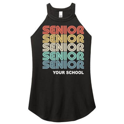 Retro Seniors Graduation Custom School Name Women's Perfect Tri Rocker Tank