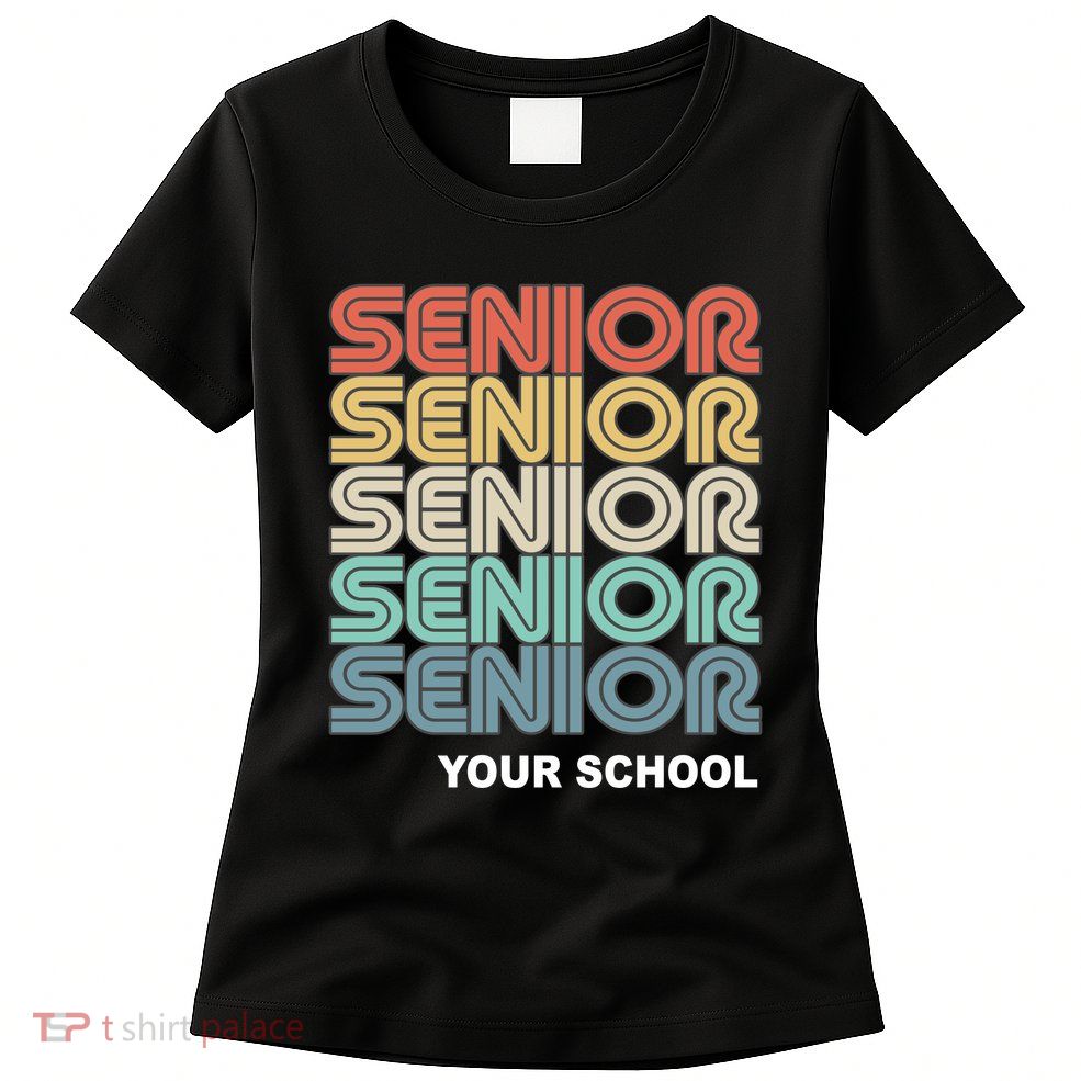 Retro Seniors Graduation Custom School Name Women's T-Shirt