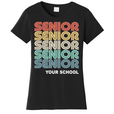 Retro Seniors Graduation Custom School Name Women's T-Shirt