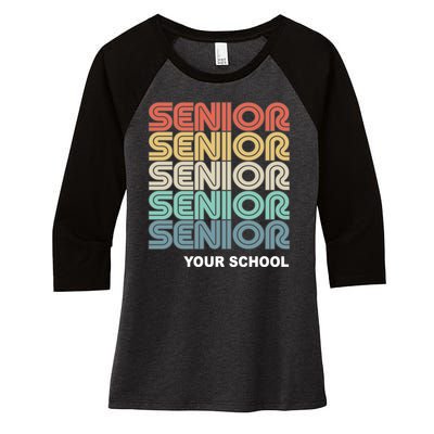 Retro Seniors Graduation Custom School Name Women's Tri-Blend 3/4-Sleeve Raglan Shirt