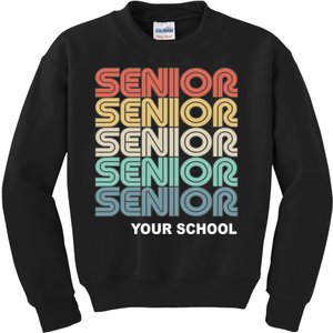 Retro Seniors Graduation Custom School Name Kids Sweatshirt