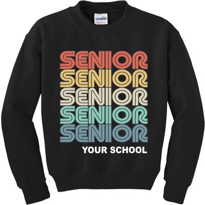 Retro Seniors Graduation Custom School Name Kids Sweatshirt