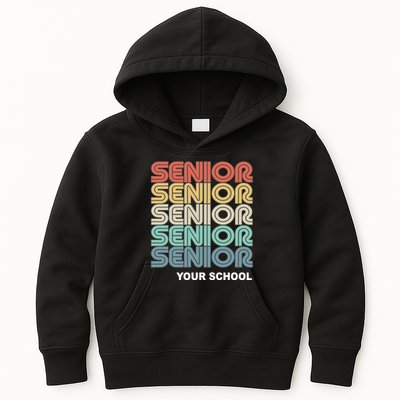 Retro Seniors Graduation Custom School Name Kids Hoodie