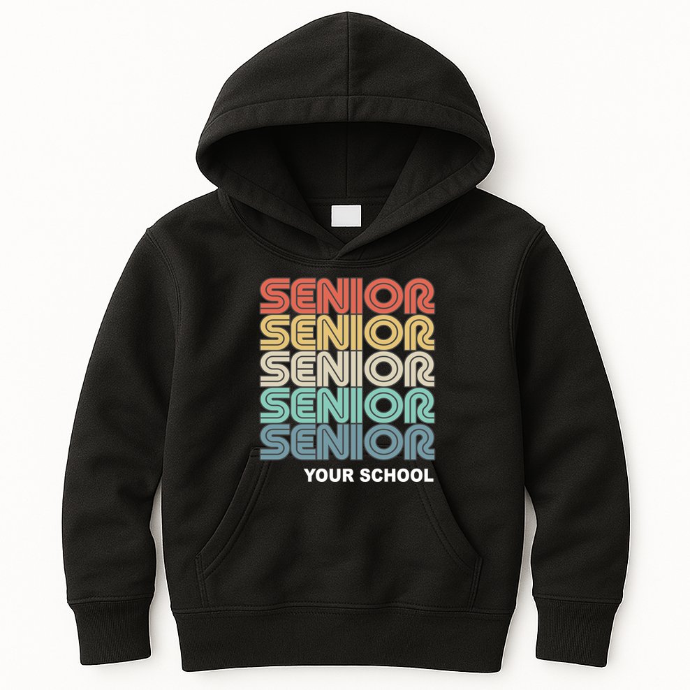 Retro Seniors Graduation Custom School Name Kids Hoodie
