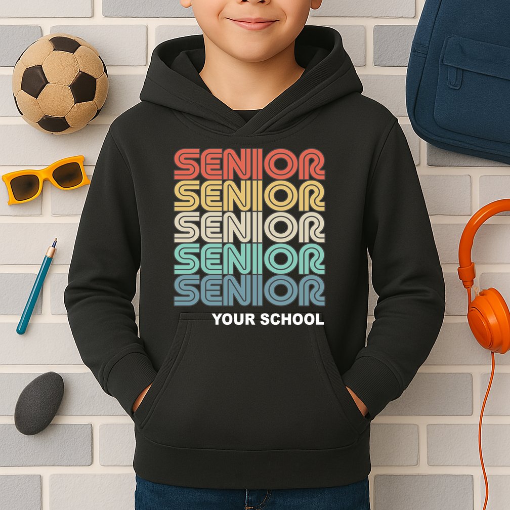 Retro Seniors Graduation Custom School Name Kids Hoodie