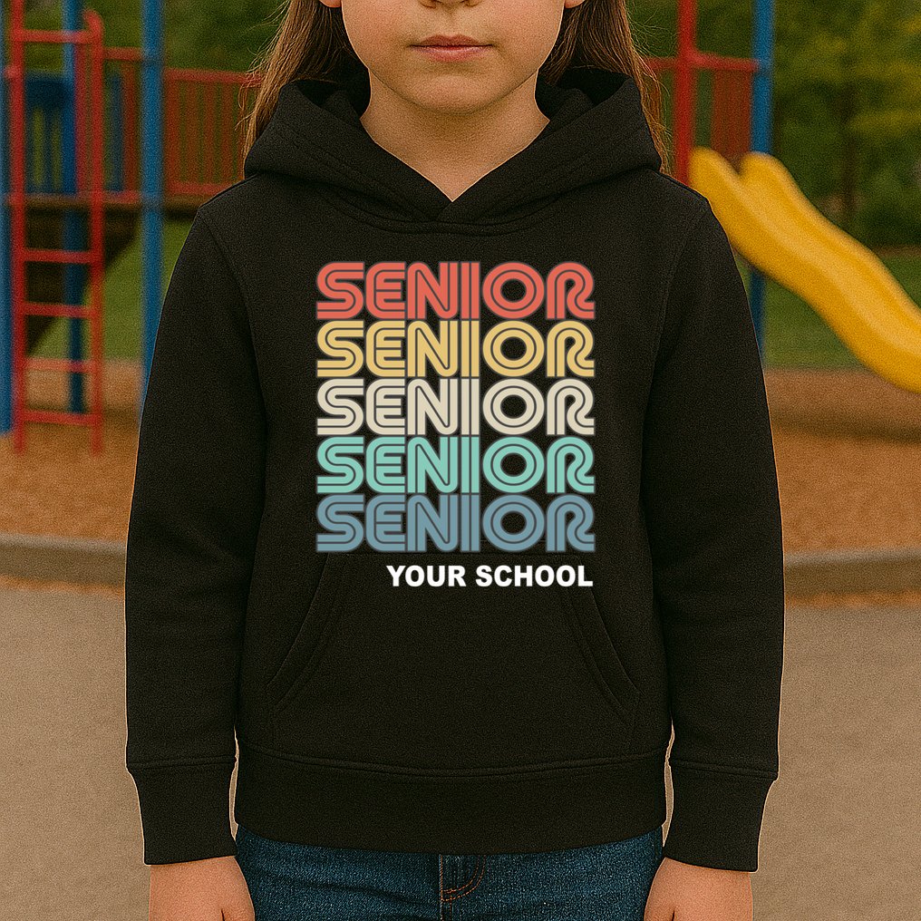 Retro Seniors Graduation Custom School Name Kids Hoodie