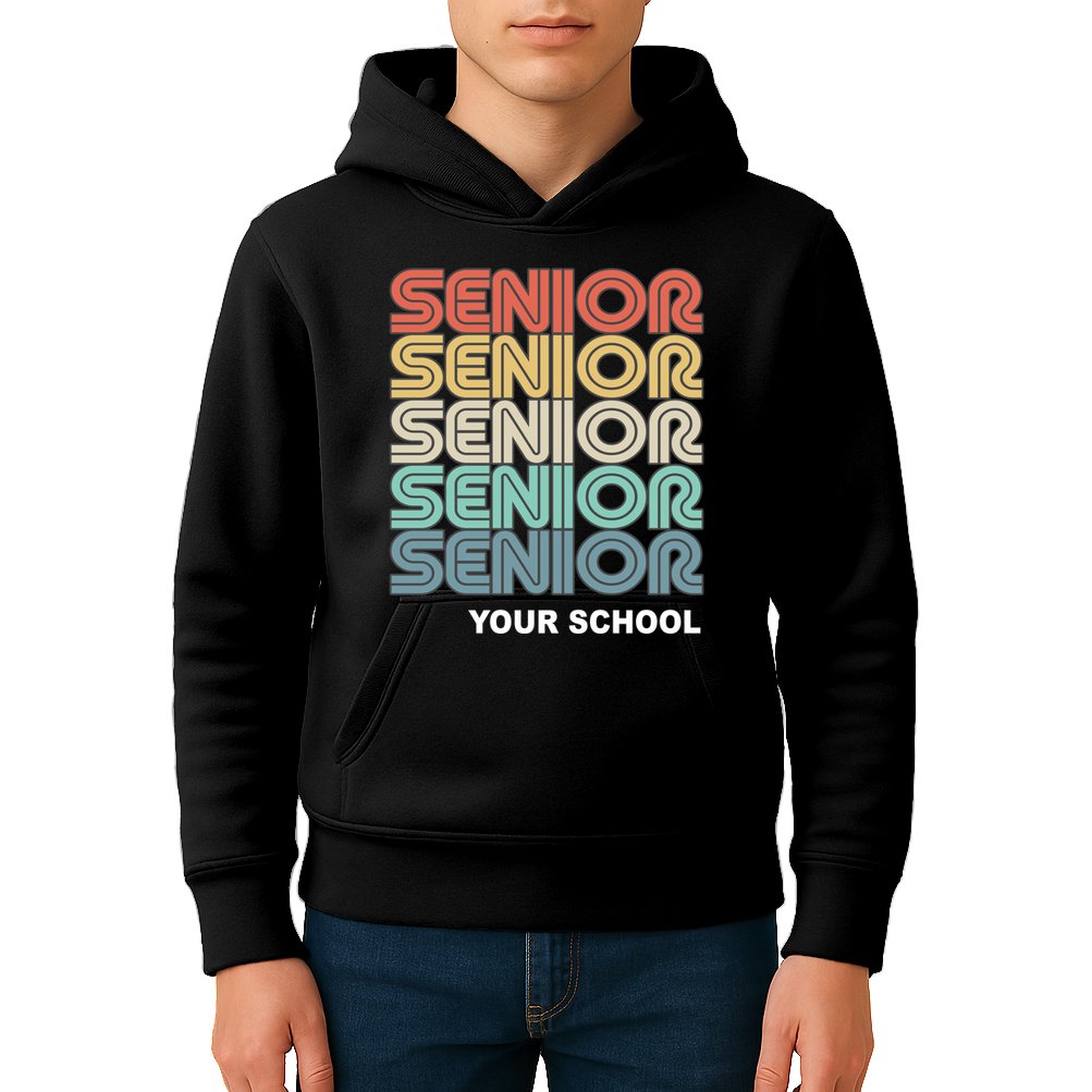 Retro Seniors Graduation Custom School Name Kids Hoodie