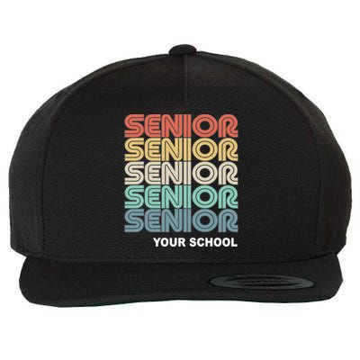 Retro Seniors Graduation Custom School Name Wool Snapback Cap