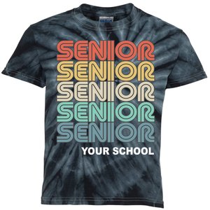 Retro Seniors Graduation Custom School Name Kids Tie-Dye T-Shirt