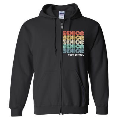 Retro Seniors Graduation Custom School Name Full Zip Hoodie