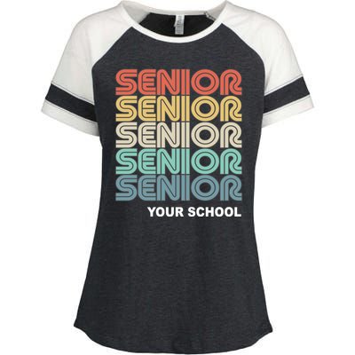 Retro Seniors Graduation Custom School Name Enza Ladies Jersey Colorblock Tee