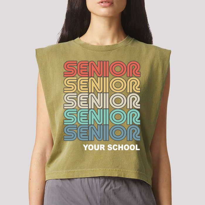 Retro Seniors Graduation Custom School Name Garment-Dyed Women's Muscle Tee