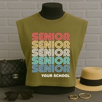 Retro Seniors Graduation Custom School Name Garment-Dyed Women's Muscle Tee