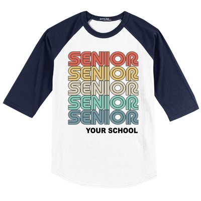 Retro Seniors Graduation Custom School Name Baseball Sleeve Shirt