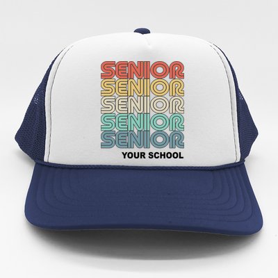 Retro Seniors Graduation Custom School Name Trucker Hat