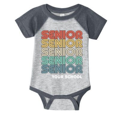 Retro Seniors Graduation Custom School Name Infant Baby Jersey Bodysuit
