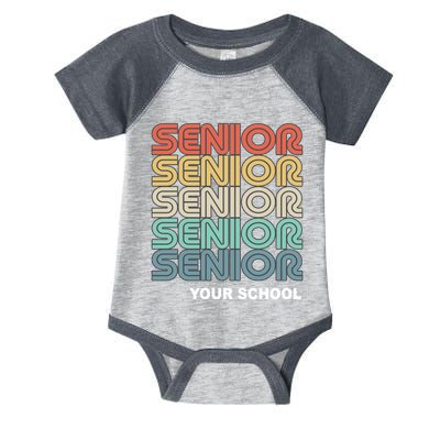 Retro Seniors Graduation Custom School Name Infant Baby Jersey Bodysuit