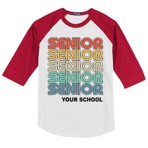 Retro Seniors Graduation Custom School Name Kids Colorblock Raglan Jersey