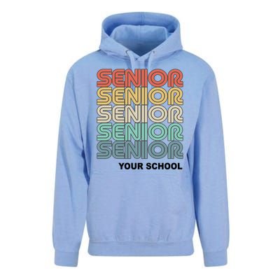 Retro Seniors Graduation Custom School Name Unisex Surf Hoodie