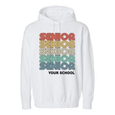 Retro Seniors Graduation Custom School Name Garment-Dyed Fleece Hoodie