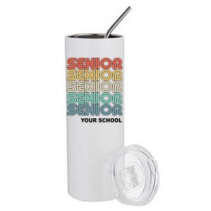 Retro Seniors Graduation Custom School Name Stainless Steel Tumbler