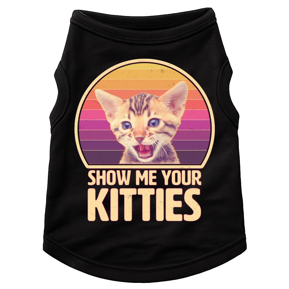Retro Show Me Your Kitties Funny Meme Doggie Tank