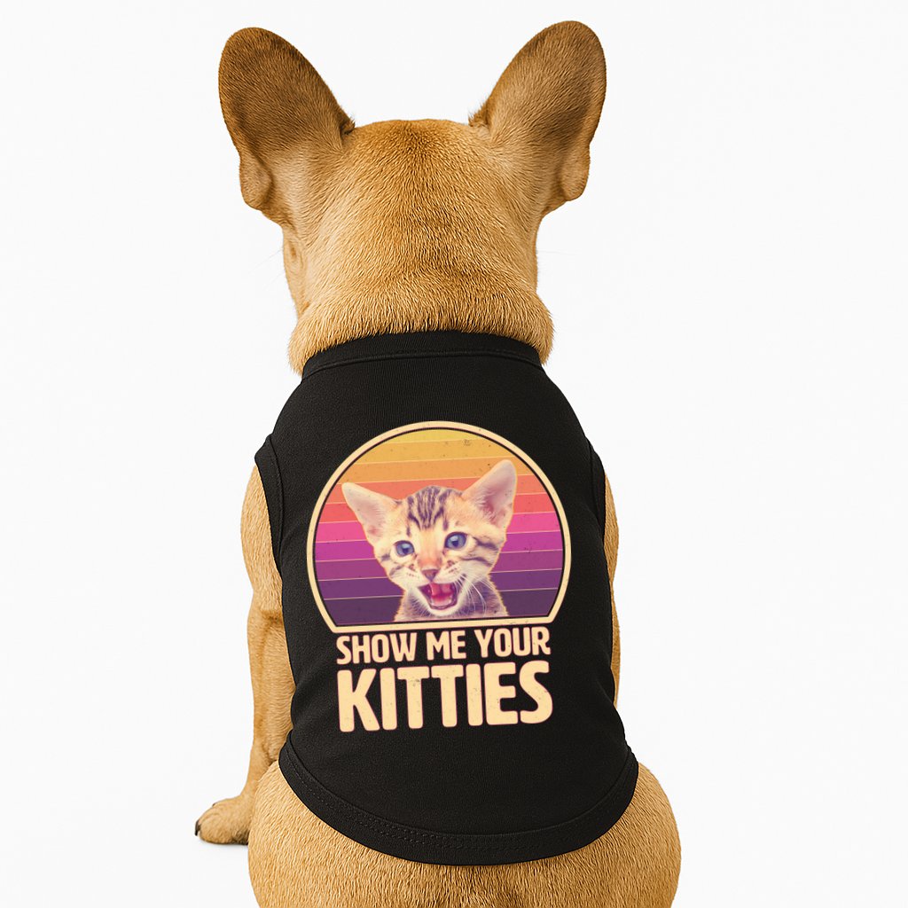 Retro Show Me Your Kitties Funny Meme Doggie Tank
