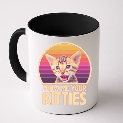 Retro Show Me Your Kitties Funny Meme Mug