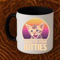 Retro Show Me Your Kitties Funny Meme Mug
