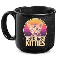 Retro Show Me Your Kitties Funny Meme 15oz Campfire Ceramic Mug