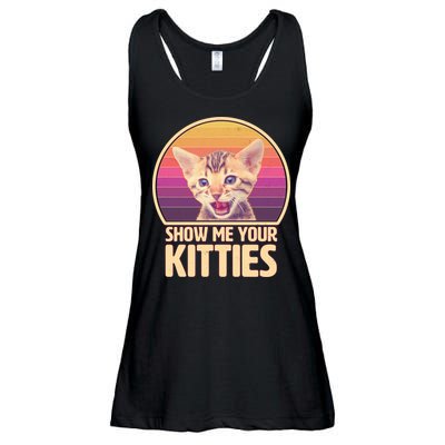 Retro Show Me Your Kitties Funny Meme Ladies Essential Flowy Tank