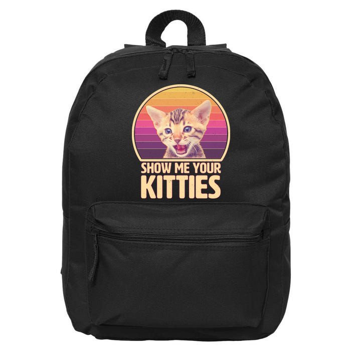 Retro Show Me Your Kitties Funny Meme 16 in Basic Backpack