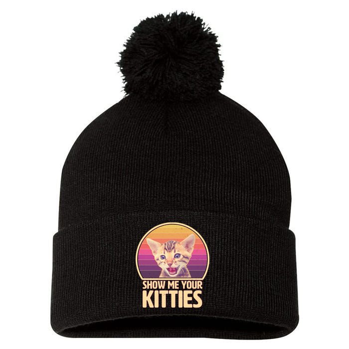 Retro Show Me Your Kitties Funny Meme Pom Pom 12in Knit Beanie