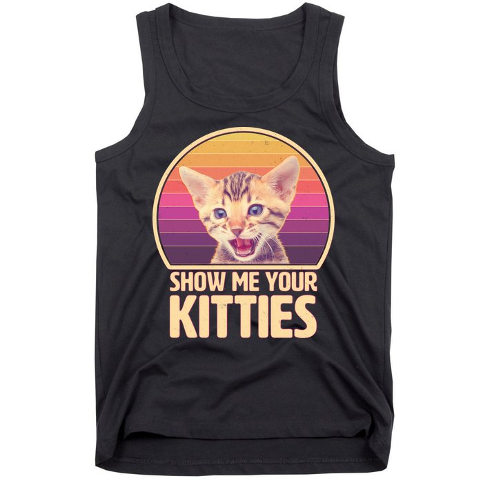 Retro Show Me Your Kitties Funny Meme Tank Top