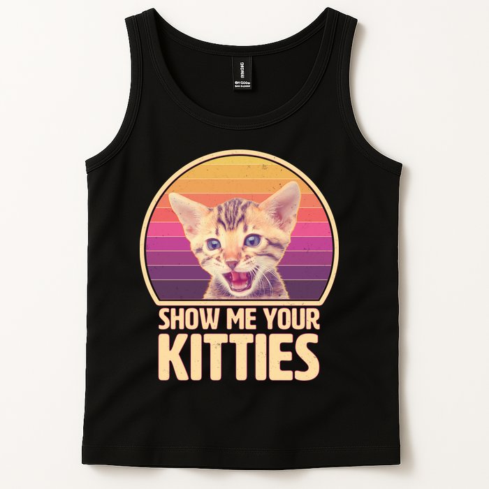 Retro Show Me Your Kitties Funny Meme Tank Top