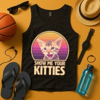 Retro Show Me Your Kitties Funny Meme Tank Top