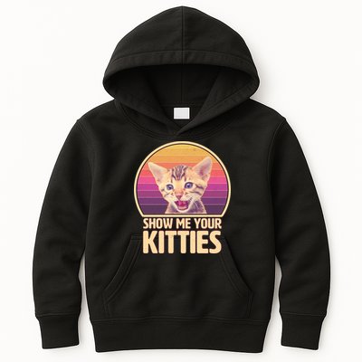 Retro Show Me Your Kitties Funny Meme Kids Hoodie