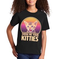 Retro Show Me Your Kitties Funny Meme Kids T-Shirt